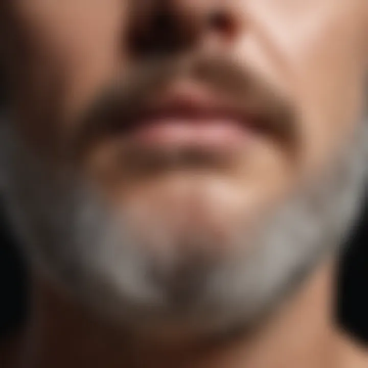 Close-up view of facial hair growth patterns