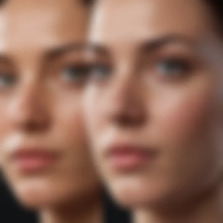 Before and after comparison of skin texture with LED treatment