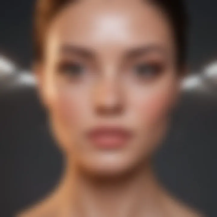 Close-up of LED facial treatment device emitting various light wavelengths