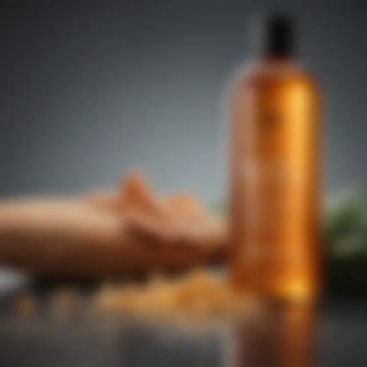 A close-up of non-sulfur shampoo ingredients emphasizing natural elements.