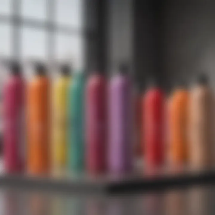 A well-organized array of hair color conditioner products