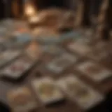 An array of tarot cards laid out on a table