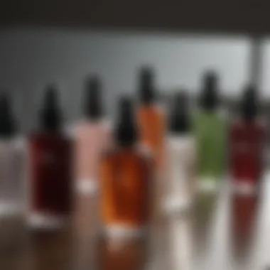 Collection of hair serum bottles arranged aesthetically