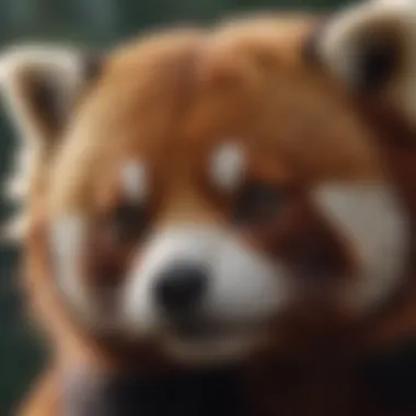 The Enigmatic Red Panda Close-up view of a red panda in its natural habitat, showcasing its unique fur and expressive eyes.