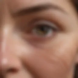 Close-up of delicate eye area showing wrinkles