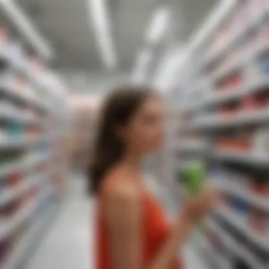 A shopper examining hair care products in Target