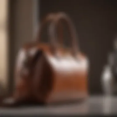 Elegant leather bag showcased against a professional backdrop