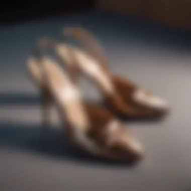 A close-up of the materials used in slingback pumps