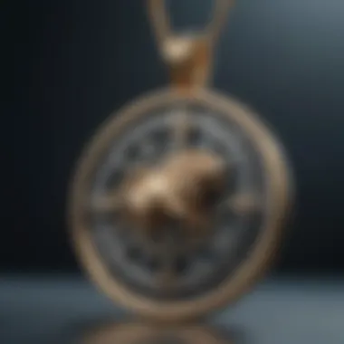 A close-up of a zodiac pendant showcasing premium craftsmanship